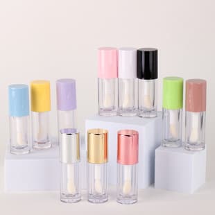 6ml Transparent Pink Plastic Thumb Brush Lip Gloss Tube Thick Rod Lip Oil Lip Gloss Foundation Refill Bottle