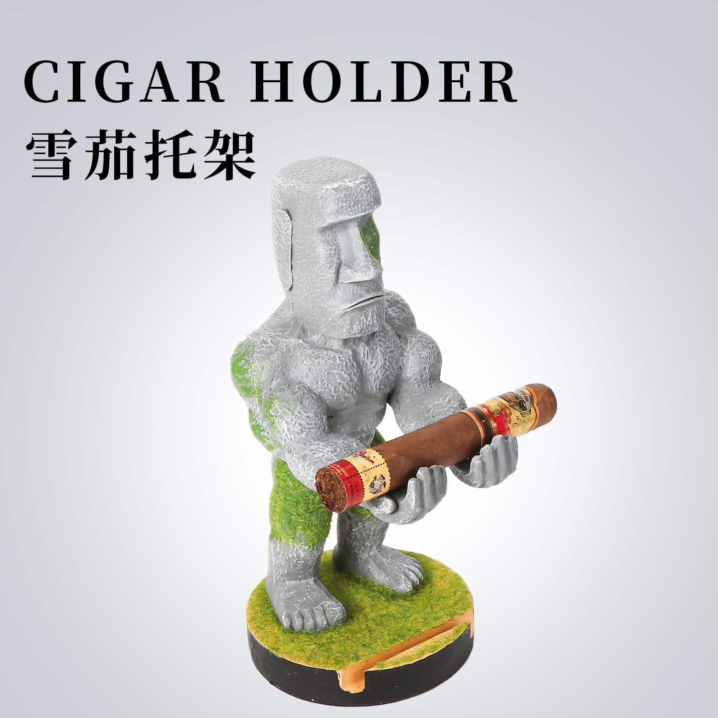Cartoon Desktop Moai Tree Man Ornament Cigar Holder Cross-Border Best Seller Creative Portable Smoking Accessory Cigar Stand