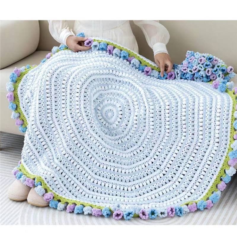 Pointed Rose Bouquet Blanket, Handmade DIY Crochet Flower Blanket Kit, Wool Knitting Gift, Air Conditioner Cover Blanket