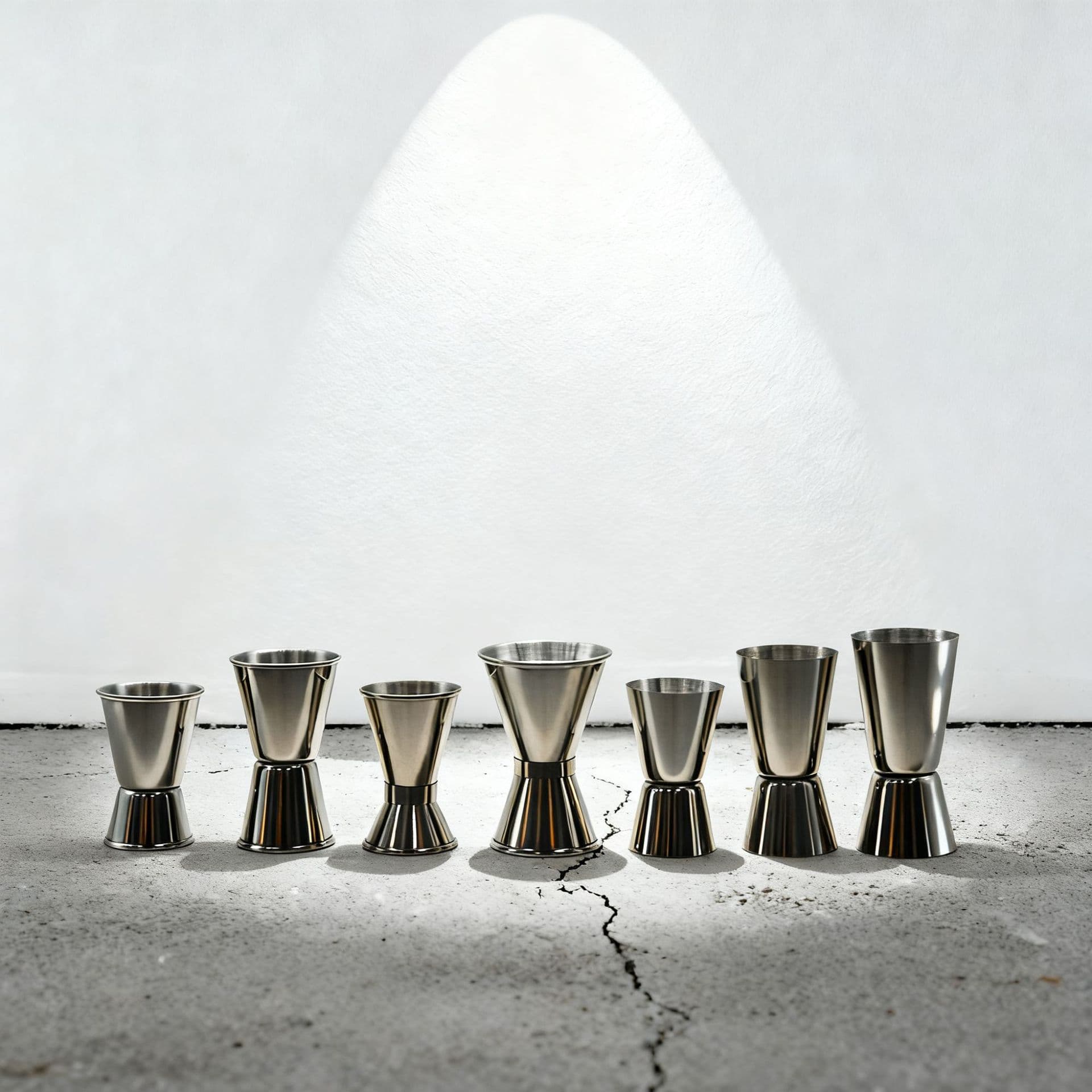 Factory direct supply of 25/50 ml high-quality stainless steel measuring cups, bar measuring glasses, double-ended ounce cups, and cocktail measuring cups.