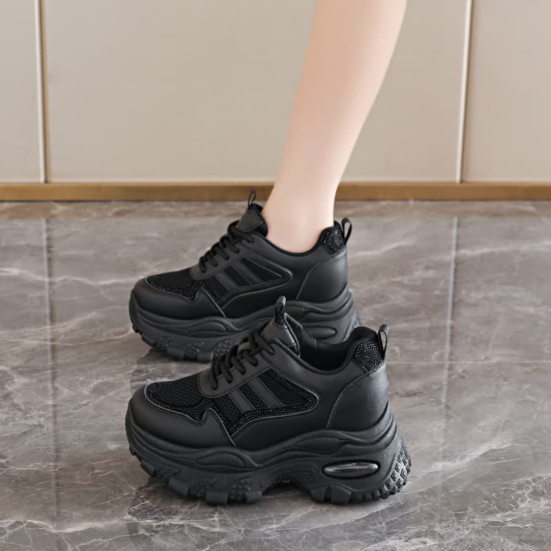 8cm Platform Chunky Dad Sneakers for Women 2026 Spring New Casual Shoes for Petite Height Non-Slip Athletic Shoes