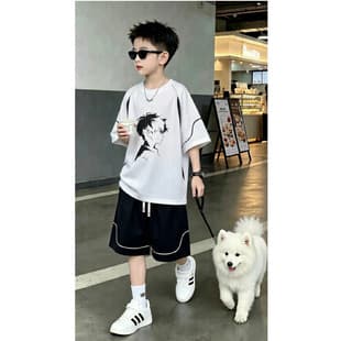 Boys' Summer Short Sleeve Set 2026 New for Older Kids Cool Handsome Street Style