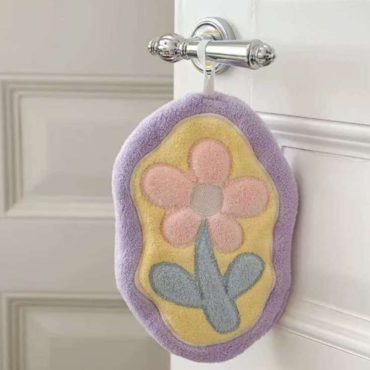 Tulip flower hand towel coral velvet hand towel bathroom hand towel strong water absorption kitchen hand towel