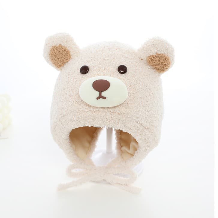 Baby hat, autumn and winter style, drawstring earmuff hat, cute and adorable for baby girls, windproof and warm plush hat.
