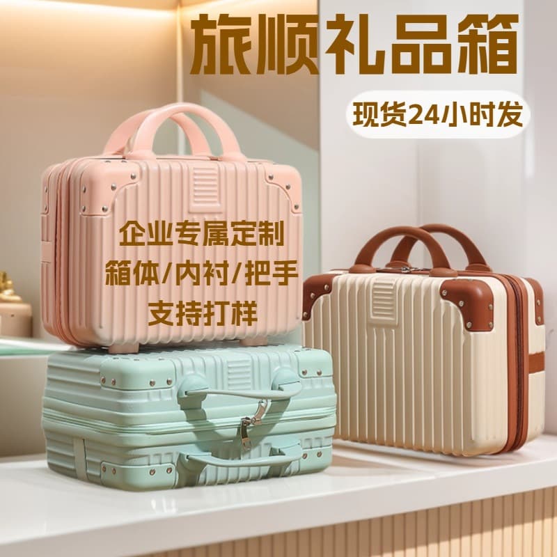 Small 14-inch Retro Mini Cosmetic Case Handheld Suitcase Storage Bag with Lock Mini Luggage