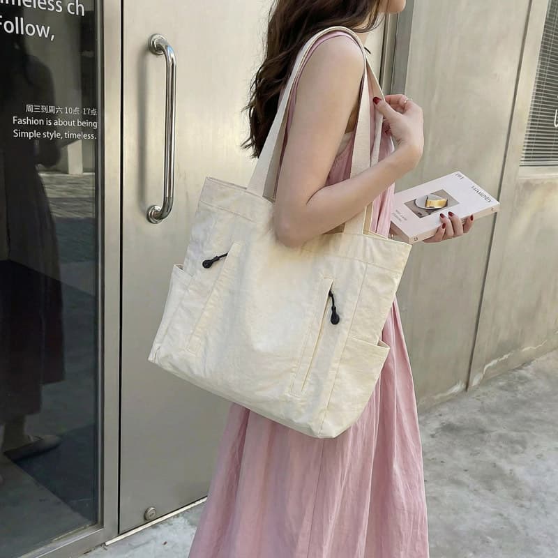 Tote Bag for Women, Korean Style Large Capacity, Simple and Versatile Shoulder Bag, Casual Handbag, Solid Color Shopping Bag, Women's Bag