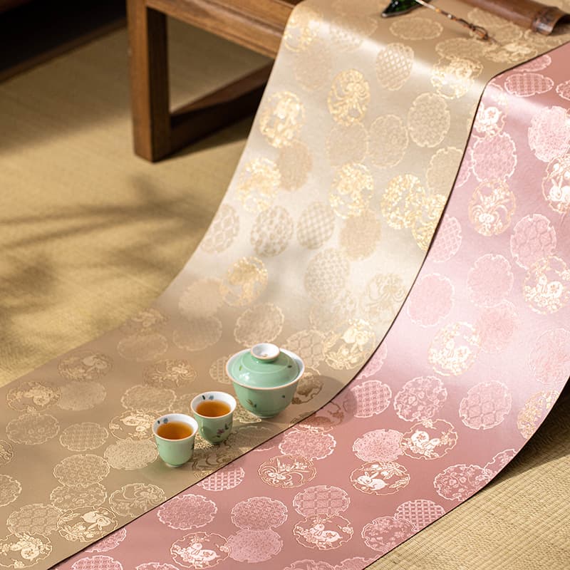 Zen Art Hall Chinese Zen Brocade Jacquard Table Runner Double-Sided Usable Tablecloth Dry Soaking Mat