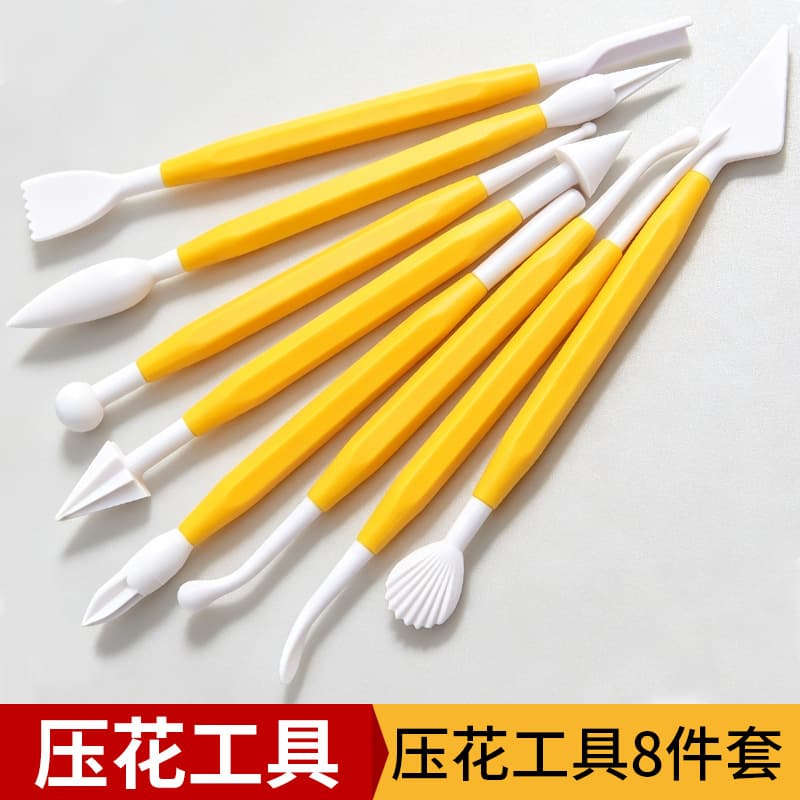 Ultra-Light Clay Pottery Tools Soft Clay Polymer Clay Plasticine Stone Clay Wrinkle Embossing Tool 8-Piece Set Clay Sculpting Knives