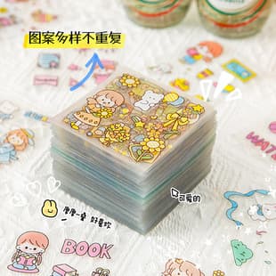 Cartoon PET Transparent Scrapbook Stickers High-Quality Cute Girl Heart Water Cup Decoration GuKa DIY Small Stickers