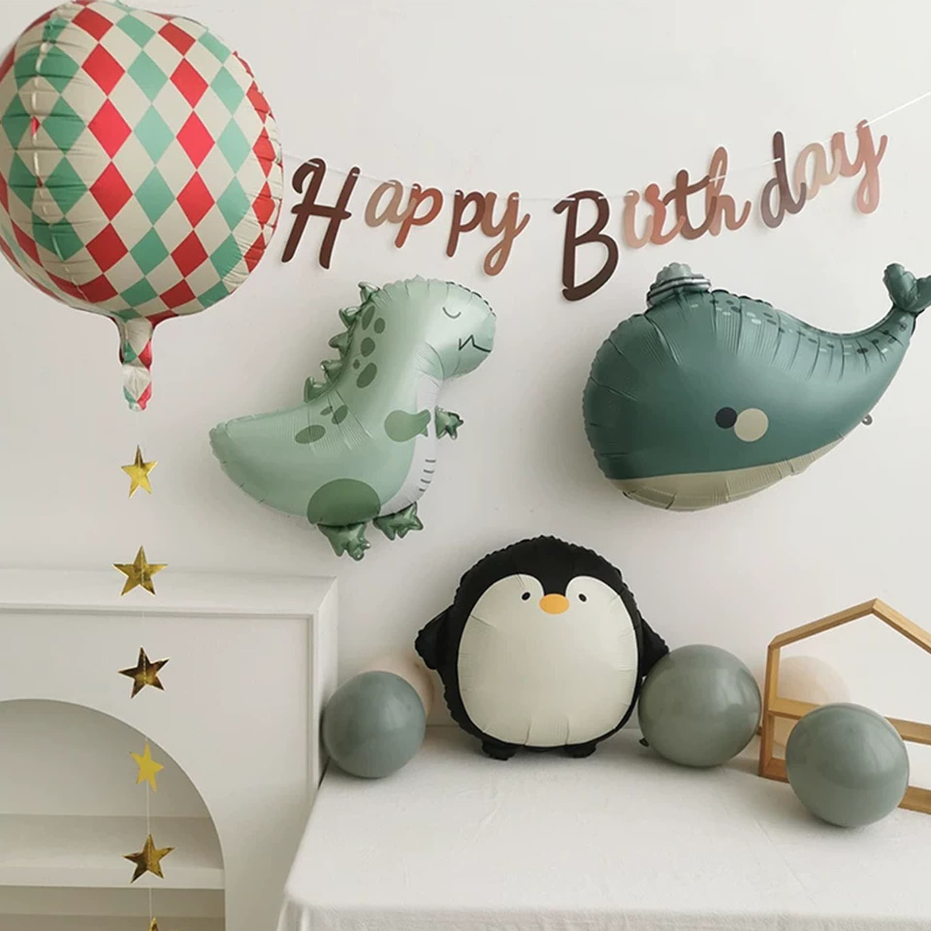 New Matte Cartoon Animal Foil Balloons Penguin Dinosaur Whale Kids Birthday Party Decoration