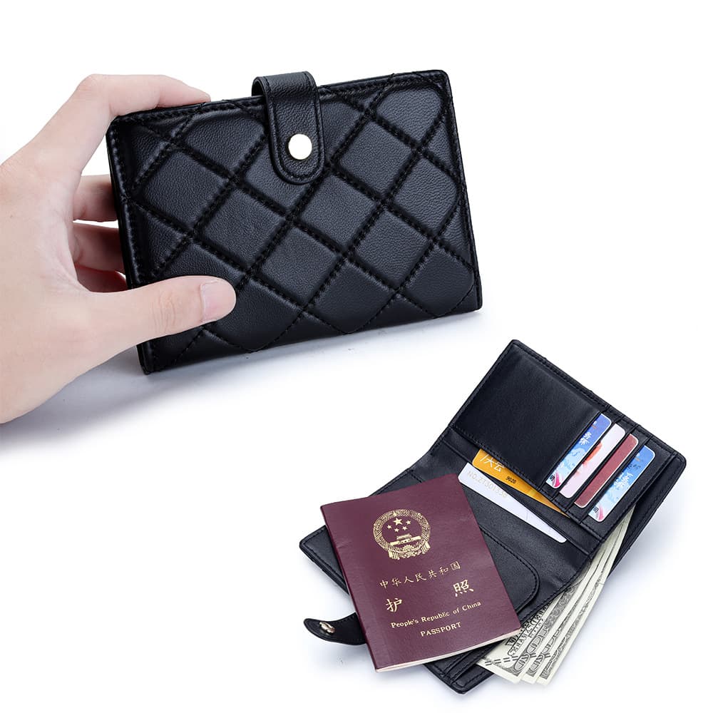Lamb Skin Small Fragrance Wallet Women New Fashion Passport Cover Genuine Leather Travel Document Organizer Money Clip Passport Holder