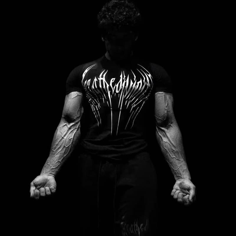Dark Venom Sports Short Sleeve T-Shirt for Men, American Street Style Fitness Muscle Gym Dog Streetwear, Round Neck, Fitted Sleeves, Stretch