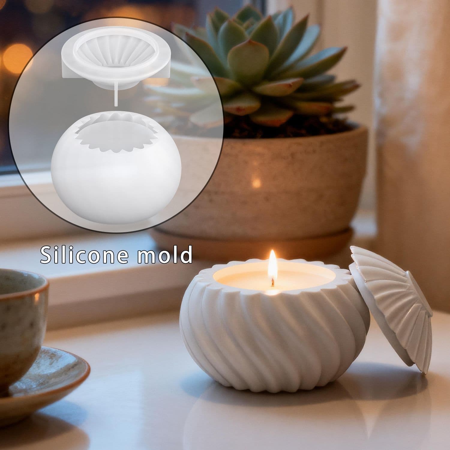 Proud DIY Spiral Candle Cup Epoxy Mold Pear-Shaped Gypsum Aromatherapy Candle Silicone Mold