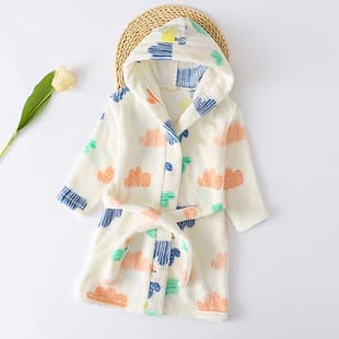 Children's Bathrobe Flannel Homewear Thickened Cute Cartoon Casual Family Matching Korean Style Homewear