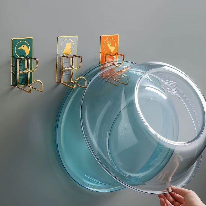 Bathroom Basin Adhesive Hook Cartoon Cute Drill-Free Basin Rack Storage Organizer Bathroom Storage Device