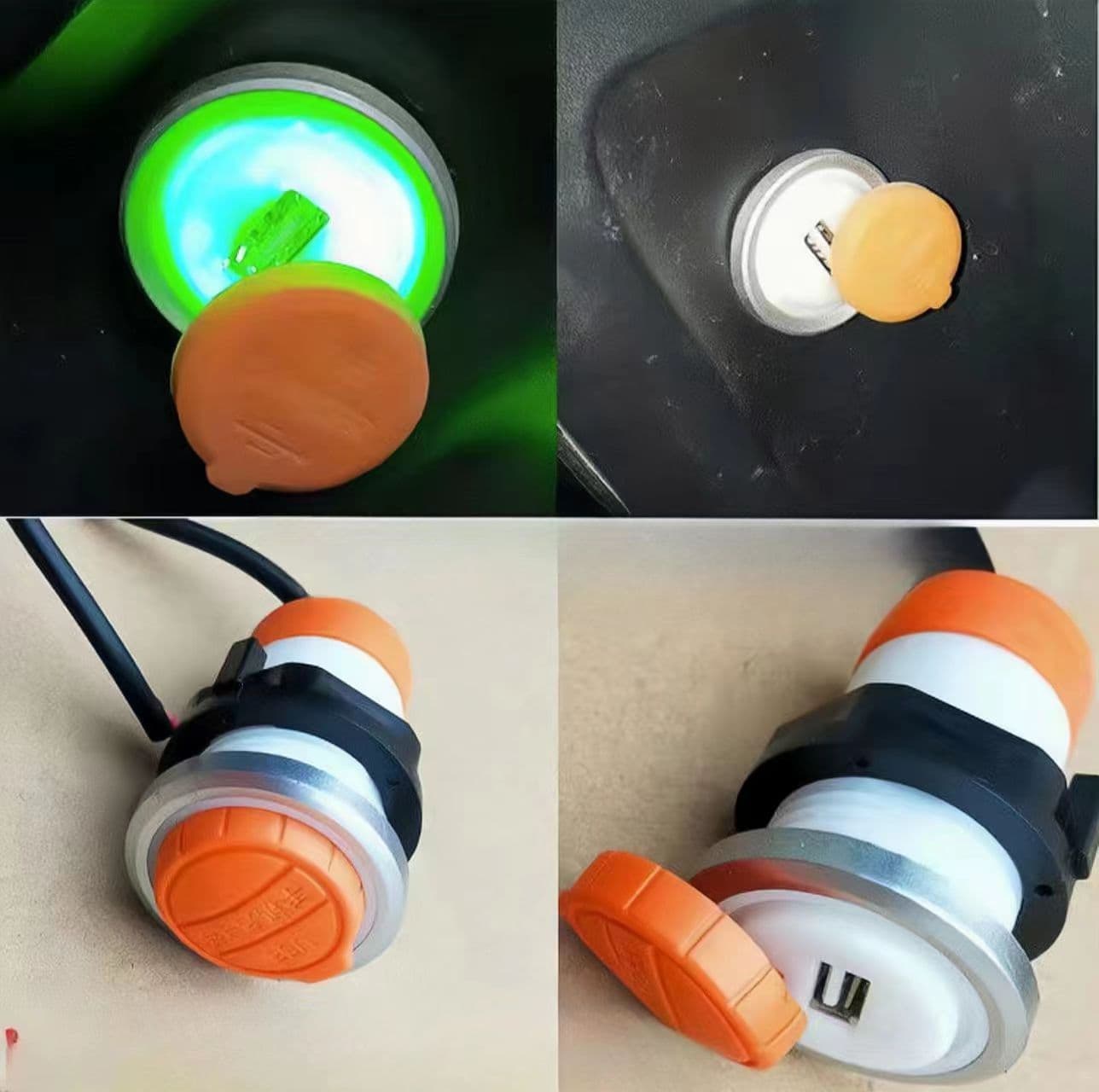 Electric Vehicle Car USB Phone Charger Round with Light Integrated Charging Port for Motorcycle E-Bike