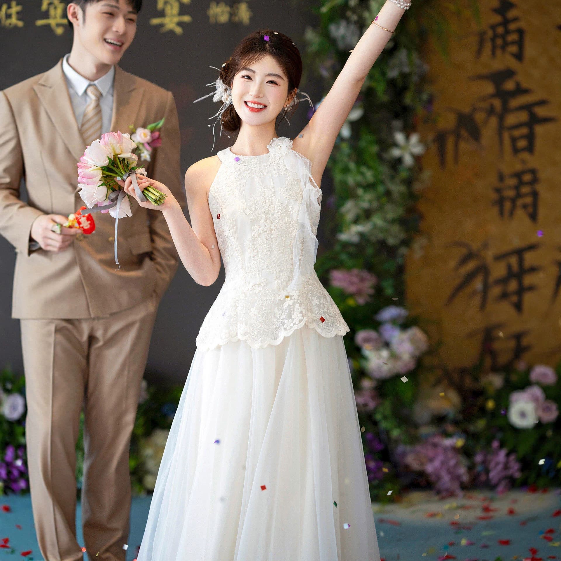 White Wedding Dress 2026 New Collection Stunning Morning Robe for Bride Reception Gown Elegant Registry Little White Dress