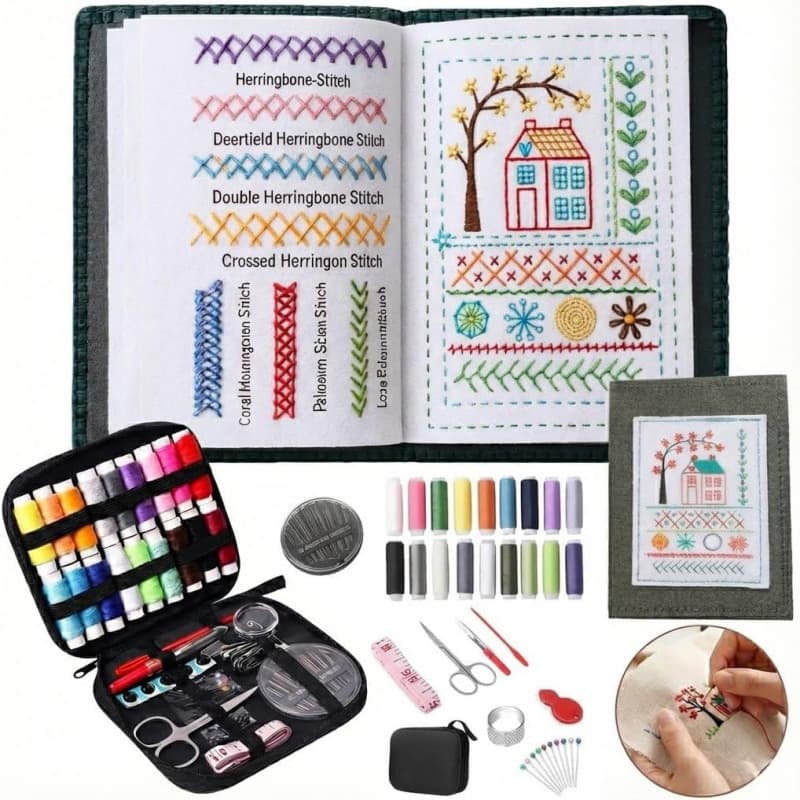 New Cross-Border Stitch Book Loose-Leaf Embroidery Book Cotton Linen DIY Sewing Kit Tool Set