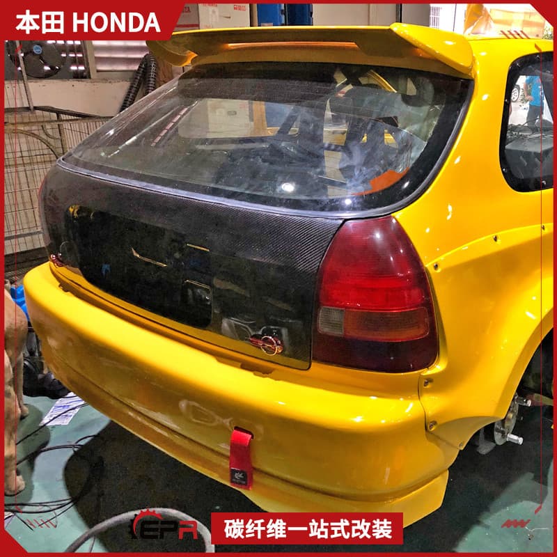 Carbon Fiber Rear Door Panel and Trunk Lid Replacement for Honda Civic EK9