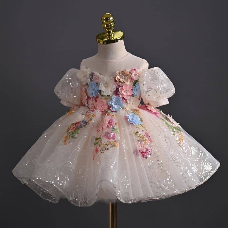Girls' dress, evening dress, super fairy, light luxury, children's flower fairy's birthday, first-year princess dress, host banquet evening dress
