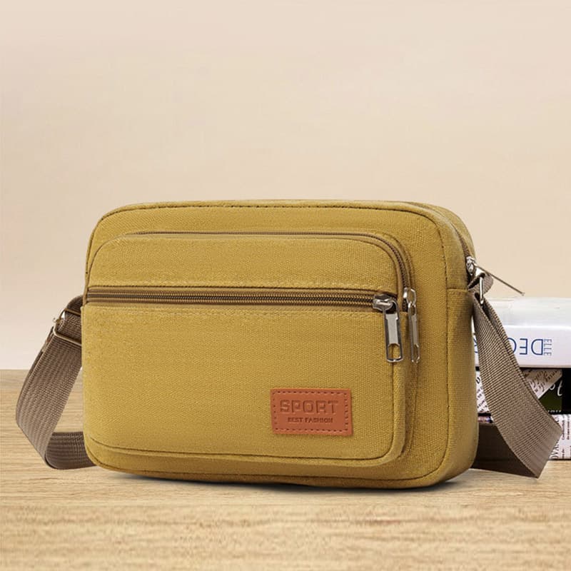 Canvas Small Square Bag Men's Bag Multi-Layer Cashier Money Bag for Business Street Vending Durable Casual Single Shoulder Crossbody Bag Minimalist Backpack