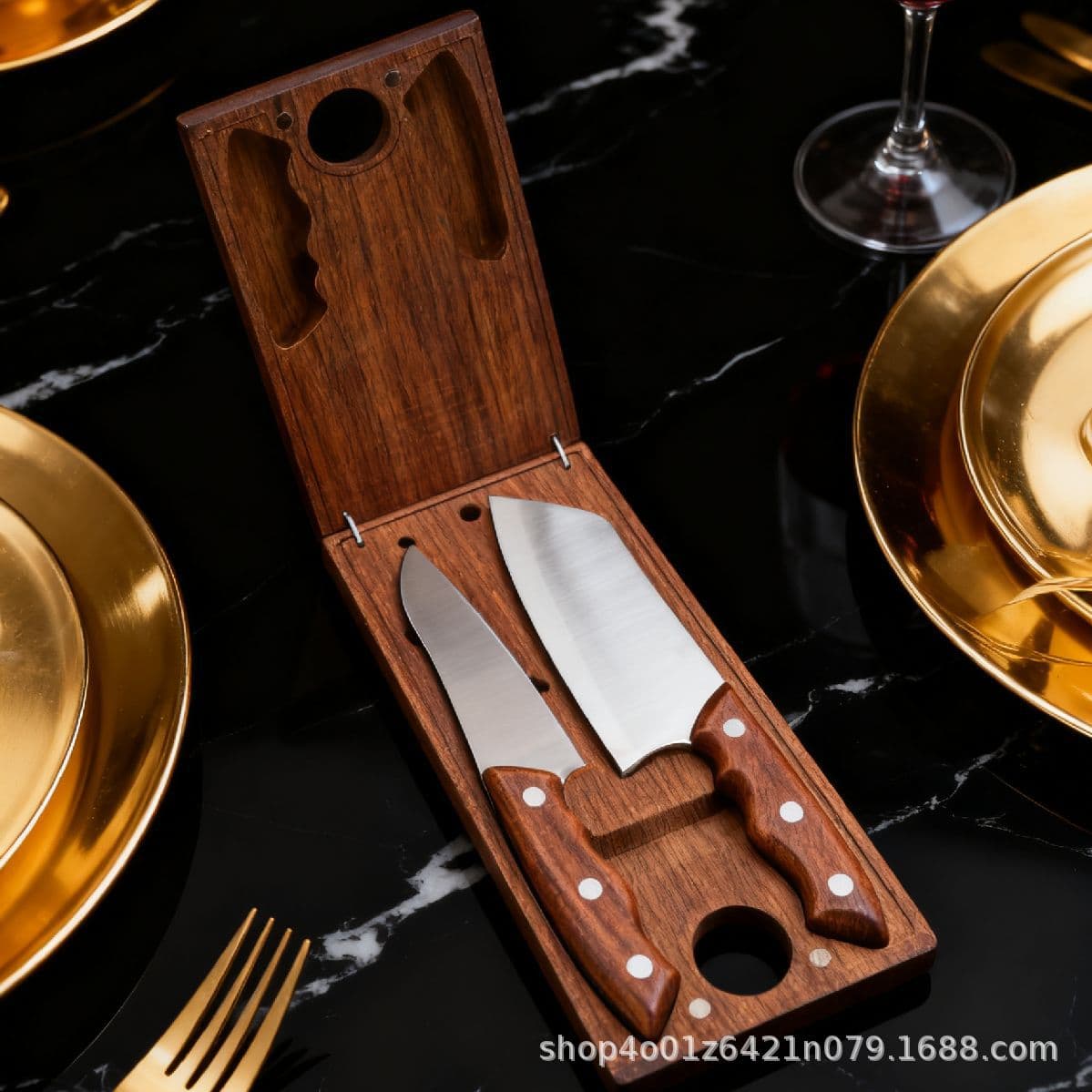 Factory Stainless Steel 5CR Solid Wood Knife Set Kitchen Lady Knife Outdoor Tool Wholesale Wooden Box