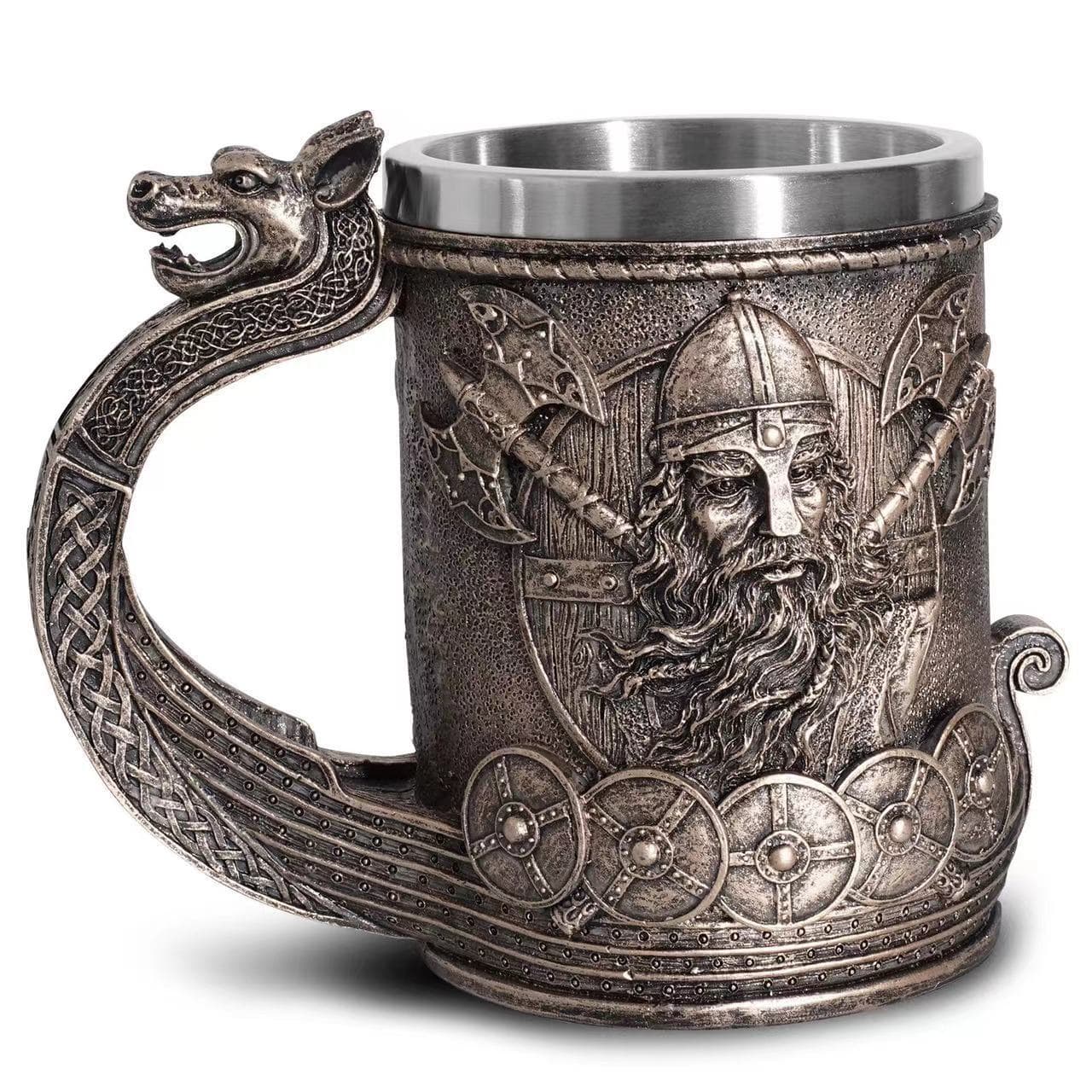 European and American Medieval Viking Pirate Beer Mug Creative Large Capacity Tankard Embossed Stainless Steel Bar Beer Stein