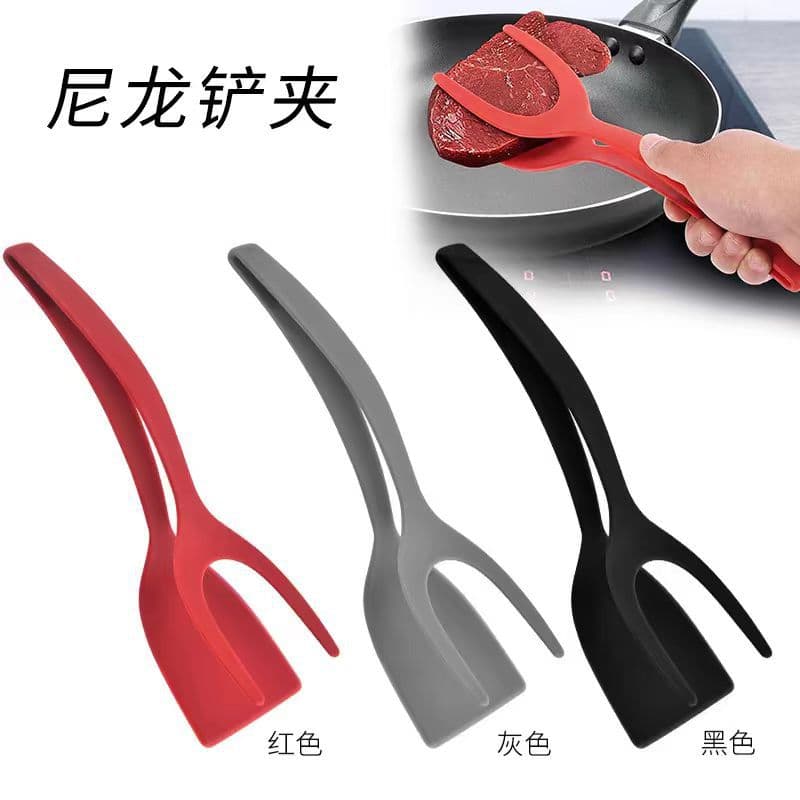 Frying Spatula and Clip 2-in-1 Nylon Egg Flipper Pancake Turner Non-Stick High Temperature Resistant Turner Clip