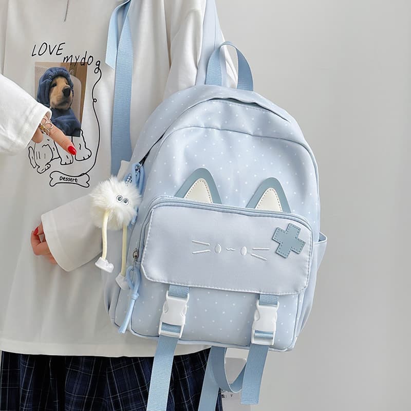 Japanese-style cute cat mini backpack for female students, short trip mini backpack