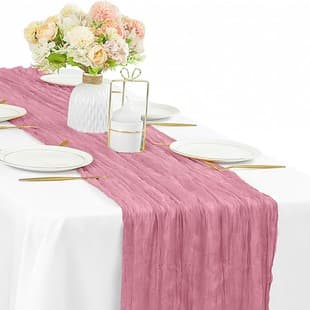 Cross-border Bestseller Decoration Voile Crepe Pink Table Runner Bohemian Twist Tablecloth Holiday Party Table Runner