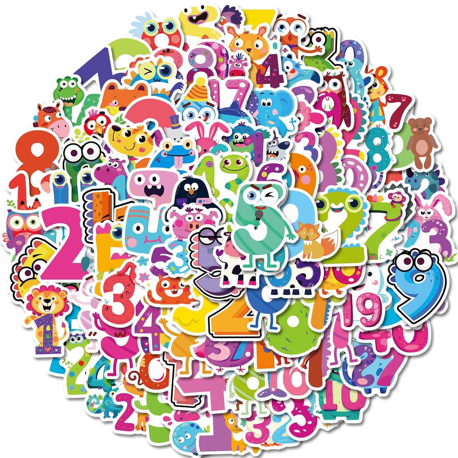 Cross-border 100 high-looking cartoon Arabic numeral stickers DIY creative handbook mobile phone case decoration