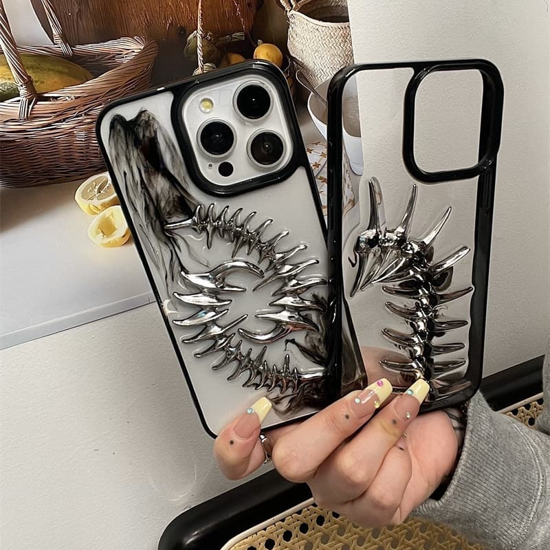 Epoxy Resin Drip Gradient Fishbone Case for iPhone 17 Pro Max, Apple 16 Premium Niche 15 Protective Cover