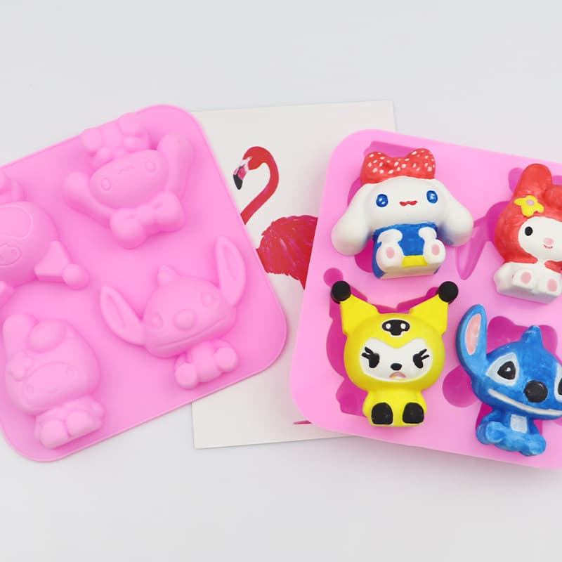 Judy Point 4-Piece Cartoon Set Silicone Cake Mold Handmade Soap Mold DIY Baking Kuromi Cinnamoroll
