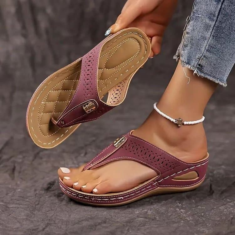 Cross-Border Toe-Post Sandals Women Summer New Style European and American Cross-Border Large Size Hollow Thick-Soled Sandals In Stock Women's Shoes