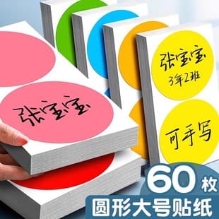 Reversible Large Color Name Sticker Round Dot Labels Self-Adhesive Hand-Writable 10cm Paper Arm Sticker