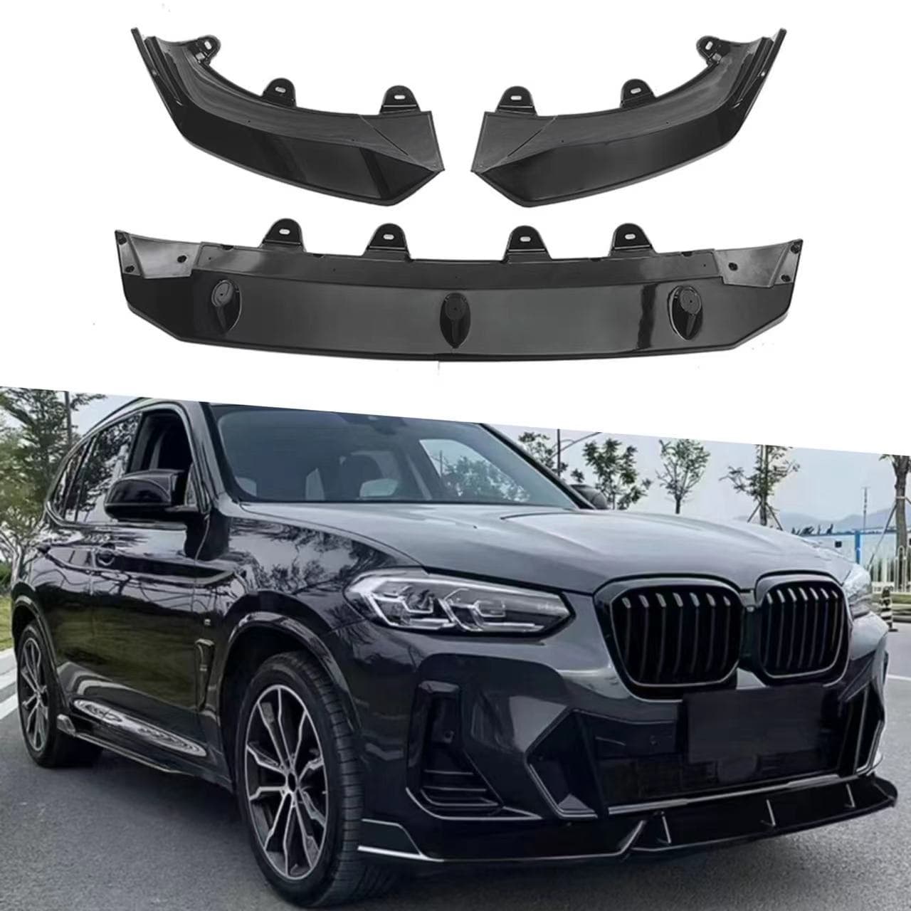 For 22-24 G01 BMW X3 Sport Front Spoiler Front Lip 3-Section ABS Material