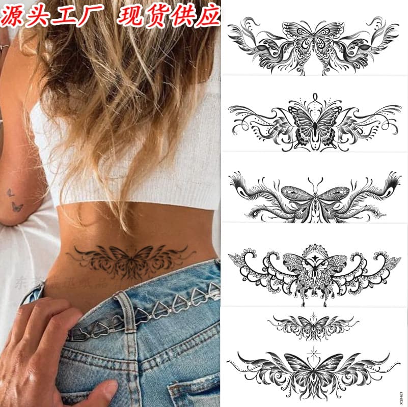 Cross-border direct supply small full arm tattoo stickers flower letters plain flower tattoo stickers ready-made stickers tattoo
