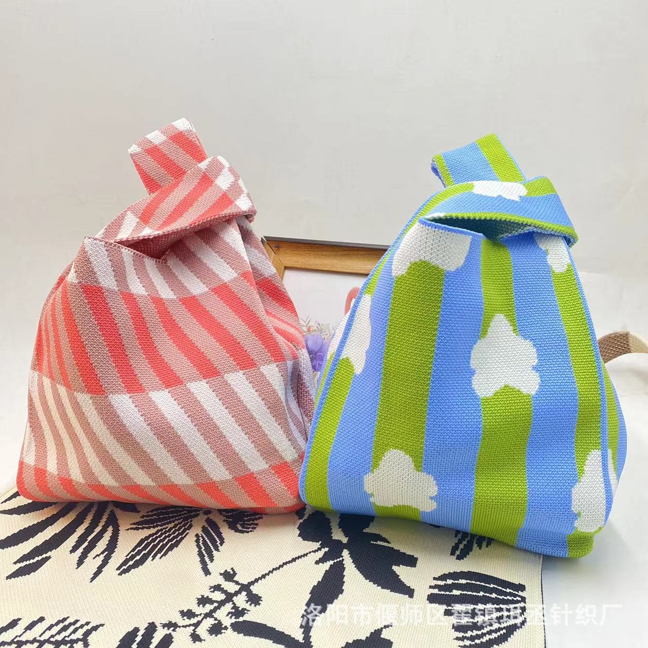 Ins New Style Women's Knitted Handbag, Versatile Knitted Bag, Wrist Bag, Shoulder Bucket Bag, Tote Bag