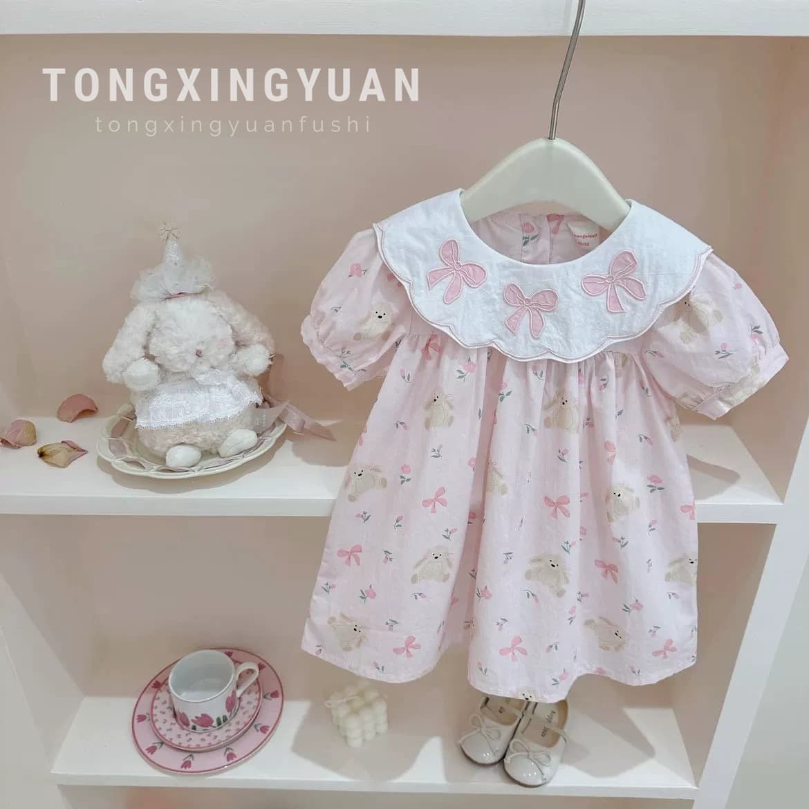 Girls Dress 2025 Summer New Doll Dress Fashionable Baby Girl Dress Princess Dress Midi Length