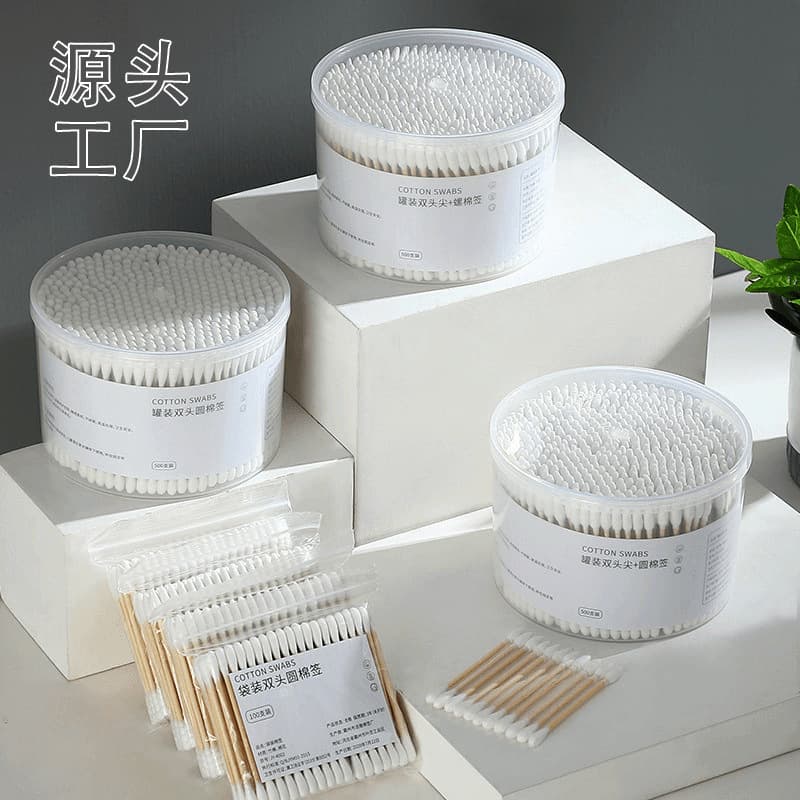 Double-ended cotton swabs, ear cleaning swabs, disposable cotton swabs, small fine-tipped ear picks, wooden sticks, wholesale.