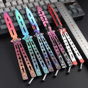 All Steel Butterfly Knife Unsharpened Multi-Function Combination Tool Beginner Practice Training Knife CSGO Game Peripheral Toy