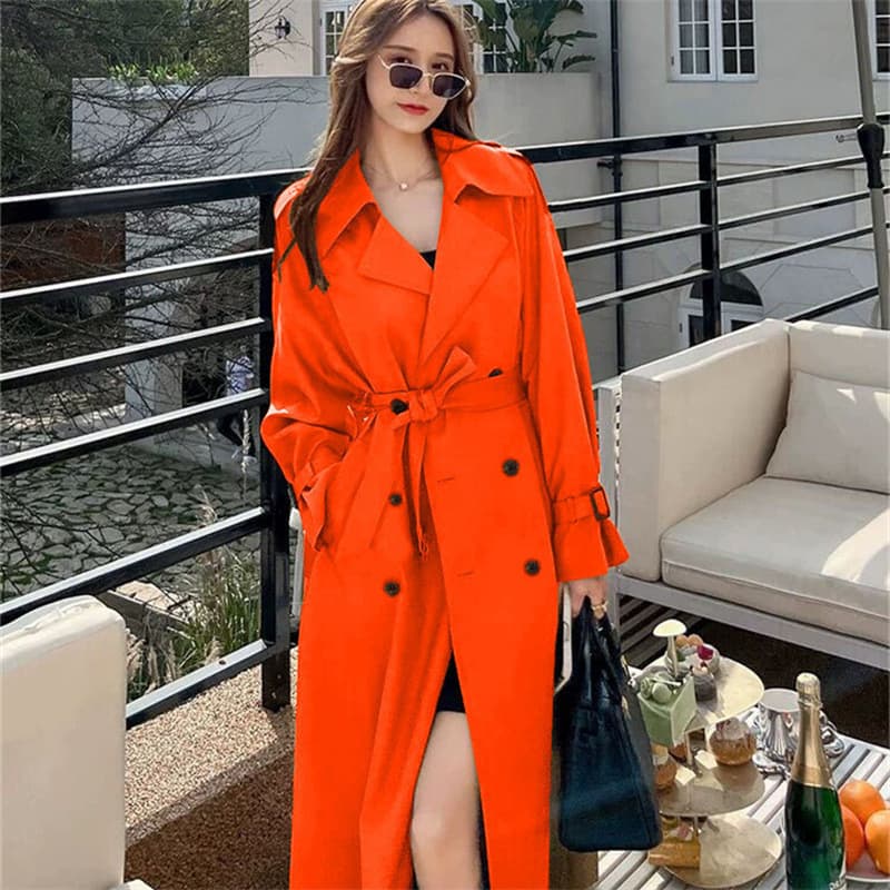 Windbreaker Women's Mid-Length 2026 Spring and Autumn New Korean Style Large Size Small People Popular British Style Coat Over the Knee Jacket