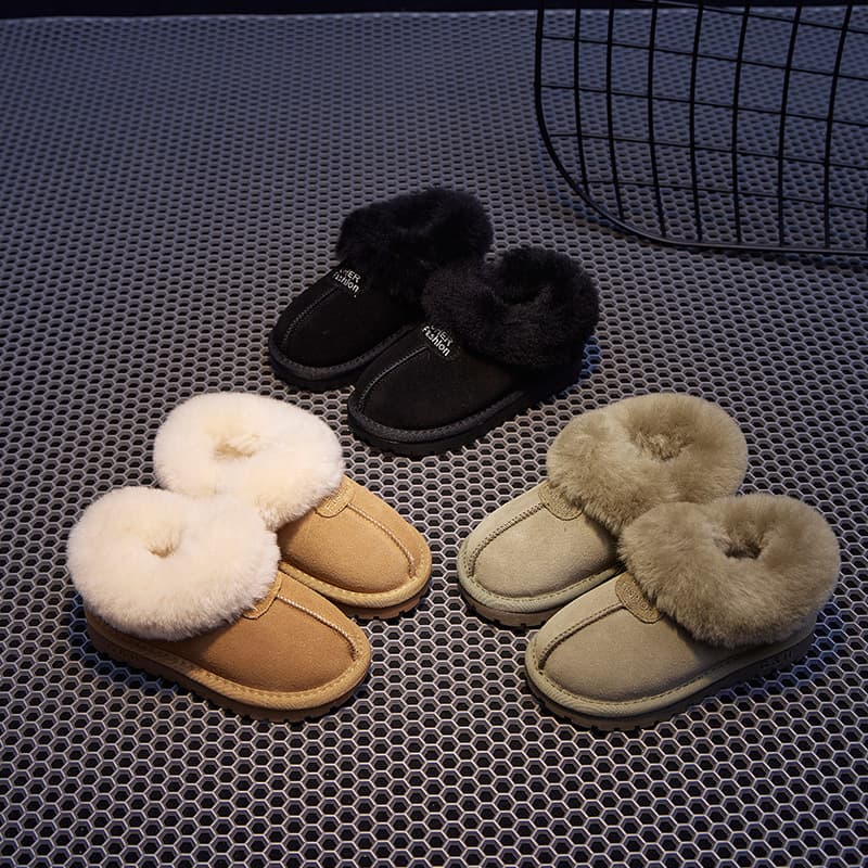 Genuine Leather 2024 Birkenstock Winter New Baby Thickened Cotton Shoes, Kids' Side Zipper Low-Top Snow Boots, Unisex Cotton Boots
