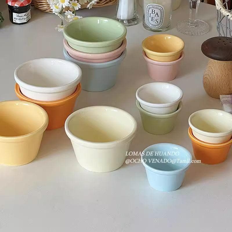 Souffle Baking Bowl Dipping Dish Ice Cream Bowl Fresh Ceramic Ins Dessert Pudding Bowl Yogurt Bowl