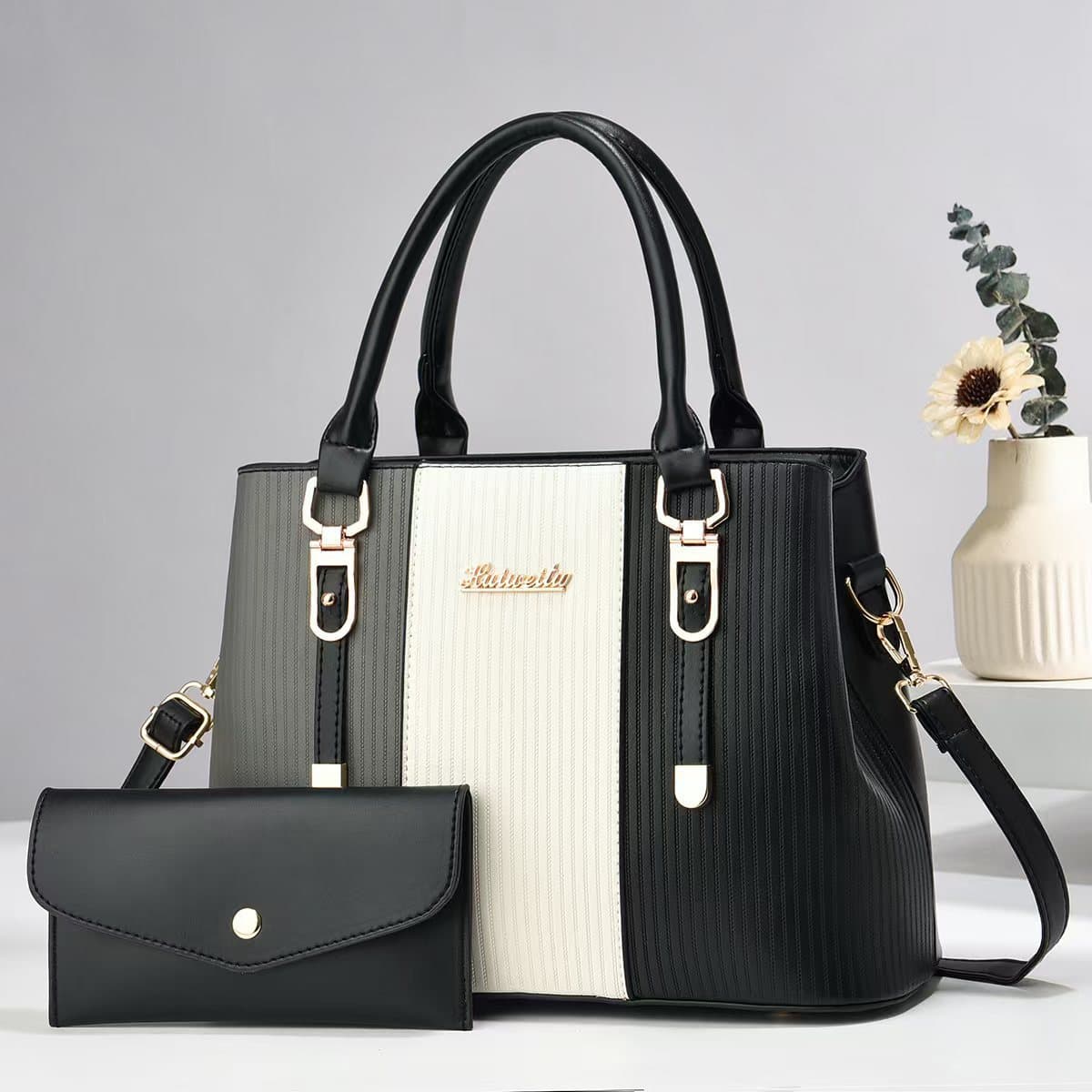2026 New Women's Bag Textured Patchwork Tote Bag Large Capacity Crossbody Shoulder Bag