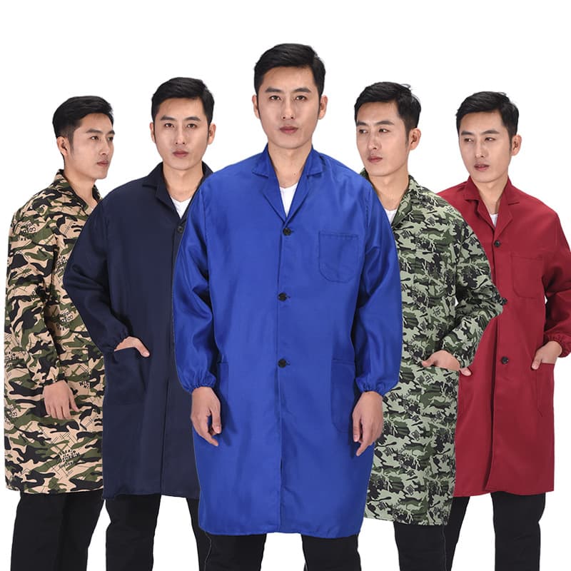 Blue lab coat, men's long-sleeved, dirt-resistant, custom-printed, dustproof cover-up, handling protective work clothes, long lab coat
