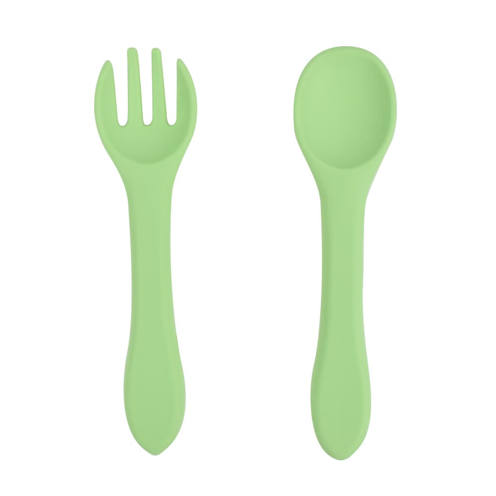 Food-Grade Silicone Spoon and Fork Set, Baby Silicone Utensils, Infant Feeding Soft Spoon and Fork Set