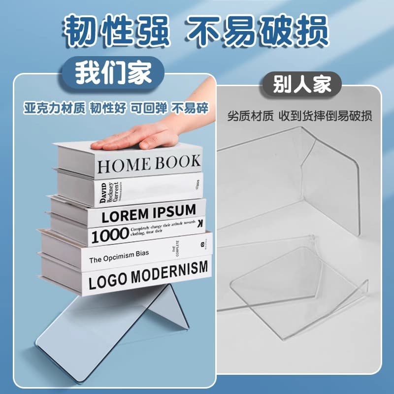 Acrylic Transparent Bookend Student Desktop Simple Bookshelf Fixed Book Storage Divider Book Stopper