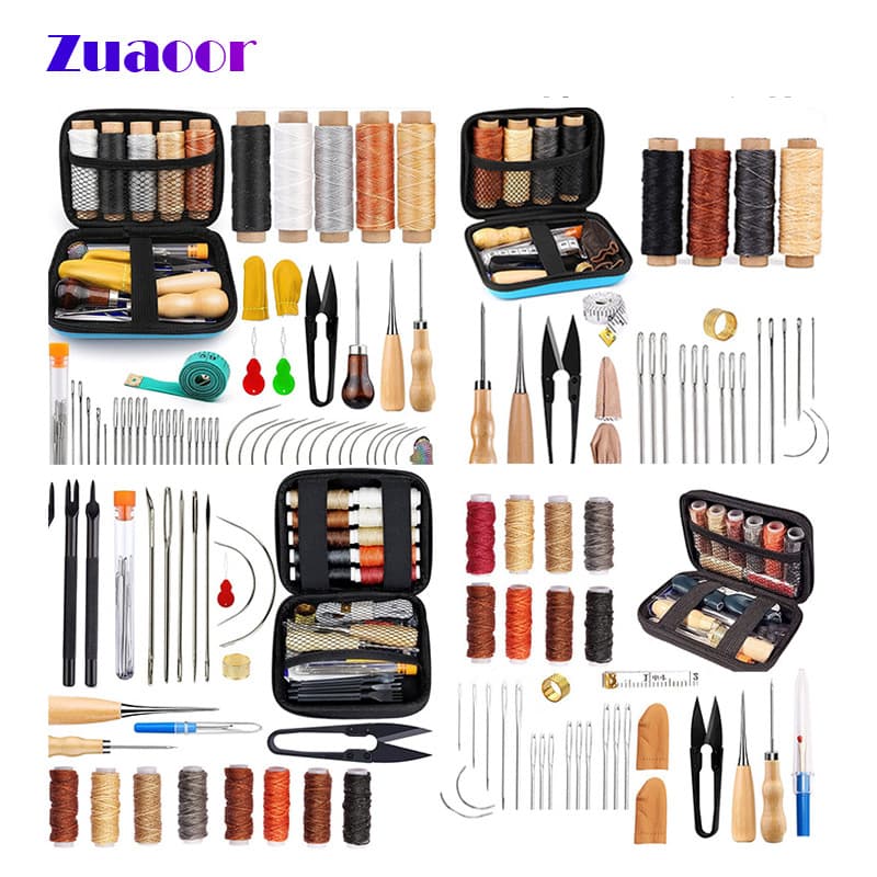 Cross-border Same Style Leather Sewing Kit 33Pcs Hand Stitching Set DIY Leather Craft Making Hand Sewing Tools