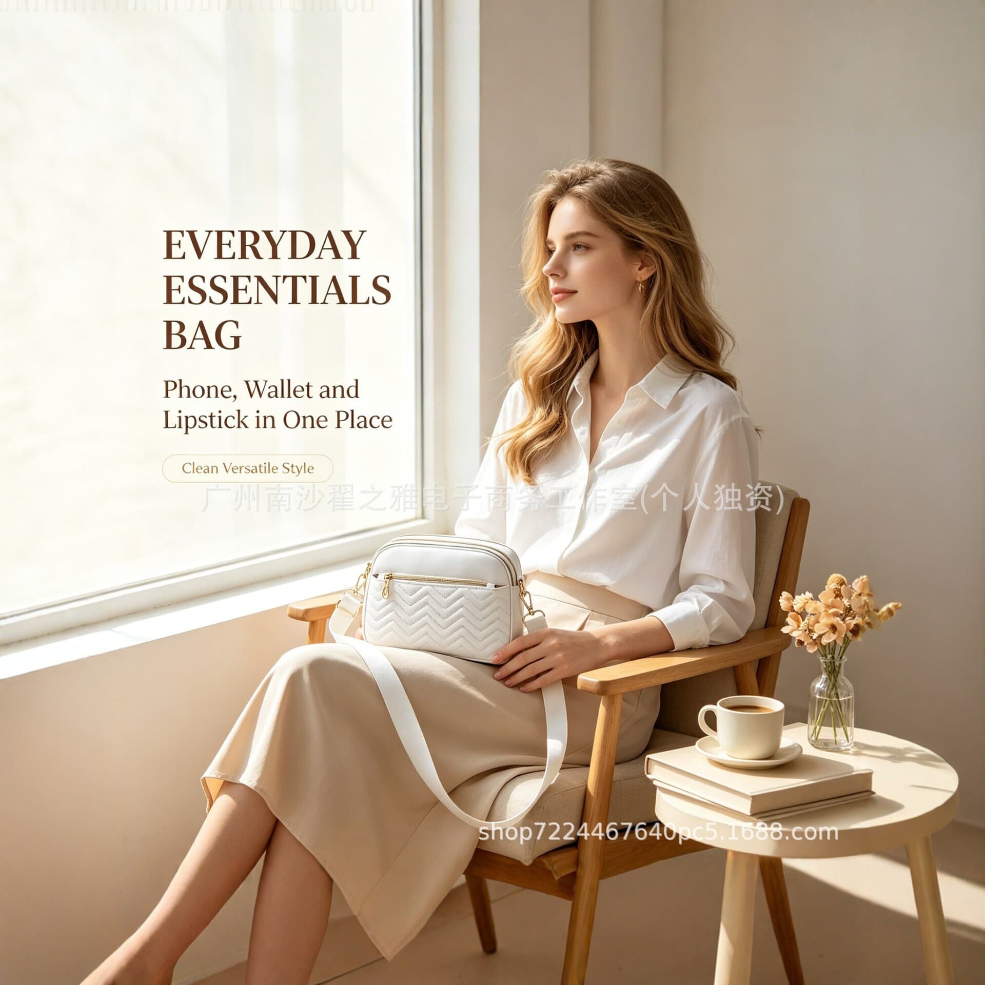 Women's crossbody bag new fashion simple versatile small square bag leather multi-pocket mobile phone bag commuter shoulder bag